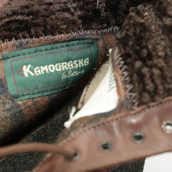 VTG Kamouraska Boot Size 6 Brown Suede Block Heel Lace Up Fur Collar Bootie - Picture 10 of 13